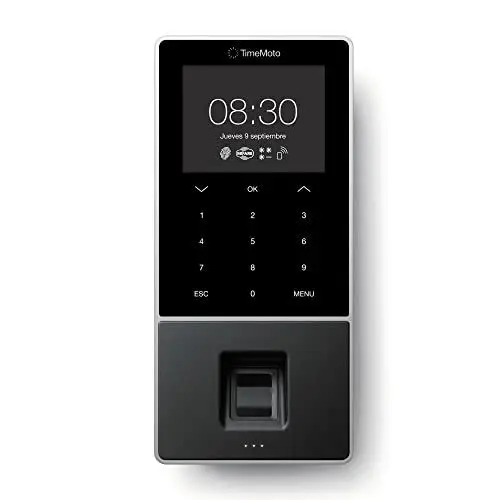 Produktbild: TimeMoto TM-828 SC Cloud-basiertes Zeiterfassungsgerät mit Fingerabdrucksensor, kompatibel mit kontaktlosen Chipkarten, RFID-Ausweis, PIN, 2.000 Benutzer, Terminplanung, Arbeitszeitberichte, Wi-Fi
