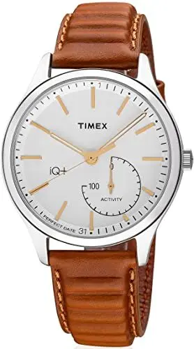 Produktbild: Timex IQ+ Move Connect Bluetooth Herren-Armbanduhr mit braunem Lederband TW2P94700