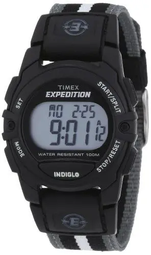 Produktbild: Timex Unisex Expedition Digital CAT 33mm Uhr - Schwarzes Gehäuse mit Schwarz & Grau Gestreiftem Stoffband T49661
