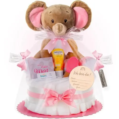 Produktbild: Timfanie® Windeltorte | Kuschel Elefant | rosa | 0-8 Monate