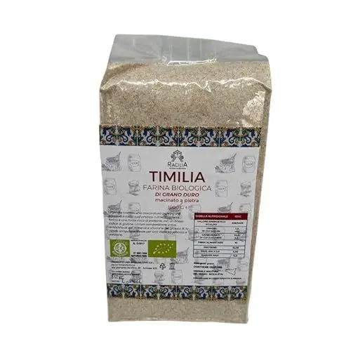 Produktbild: RACILIA Feines Semola Mehl Bio Vollkornmehl aus Sonnenverwöhntem Sizilien - Wertvoller Timilia Urweizen, schonend traditionell gemahlen - Semola Hartweizengrieß 1kg