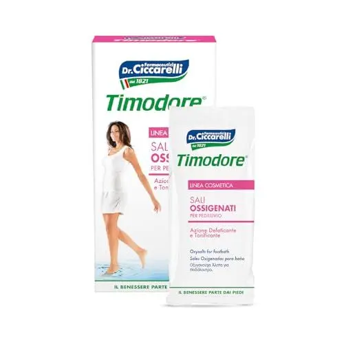 Produktbild: Timodore, Sauerstoff-Salz-Mix, Mischung aus Salzen und ätherischen Ölen für müde Beine und Füße, verleiht Frische und Geschmeidigkeit, 100% Made in Italy, Dermatologisch Getestet, 400 g