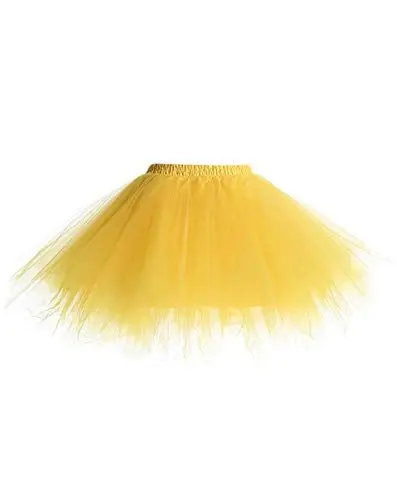 Produktbild: Timormode Tutu 50er Tüllrock Reifrock Kurz Tanzkleid Unterrock Blase Rockabilly Petticoat Ballett Dunkelngelb XL
