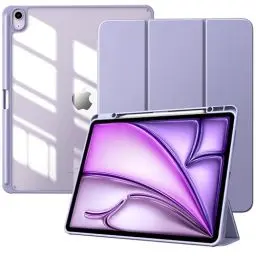 Produktbild: TiMOVO Hülle für New iPad Air 13 Zoll (M2) 2024 Schutzhülle mit Stifthalter, Schlank Ständer Schutzhülle mit Klarer Transparent Rückseite für iPad air 13 2024, Auto Schlaf/Aufwach, Taro Violett