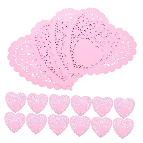 Produktbild: TINEASUR Valentinstag Herz Papier Deckchen 100 Stück Set Spitzen Deckchen Tischset Für Hochzeit Party Füller