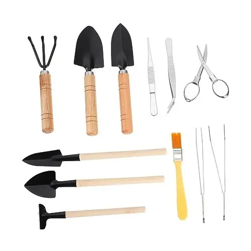 Produktbild: TINEASUR 10St Pflanzwerkzeug Handrechen Mini- für den Garten Handschaufeln für den Garten Gartenset Gartenarbeit Gardening Pflanzenwachstumswerkzeug Gartengerät aus Holz hölzern Black