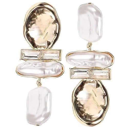 Produktbild: TINEASUR 1 Paar Statement-ohrringe Für Frauen Damen Ohrringe Einzigartige Ohrringe Ohrschmuck Für Frauen Ohrringe Für Frauen Im Trend Ohrstecker Ohrringe Für Teenager-mädchen Weiß Perle