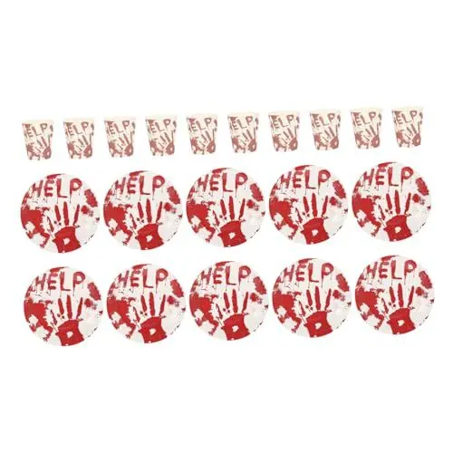 Produktbild: TINEASUR Halloween Handabdruck Pappbecher 1 Set Party Geschirr Dekorationen Party Supplies Für Halloween