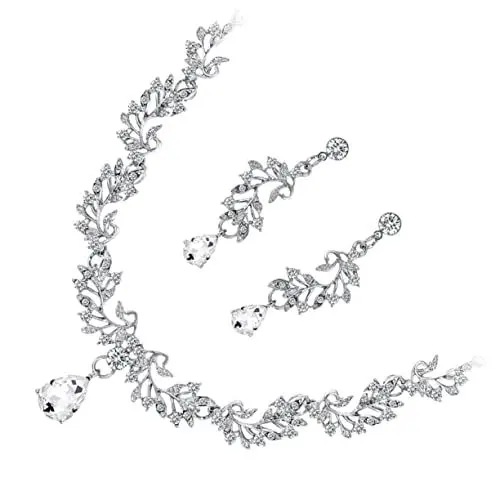 Produktbild: TINEASUR 1 Satz Brautschmuck-set Perlenohrstecker Accessoires Für Damen Trendige Halskette Halsanhänger Perlen-creolen Für Damen Schicke Ohrringe Perlenschmuck Ohrringe Zur Hochzeit Strass