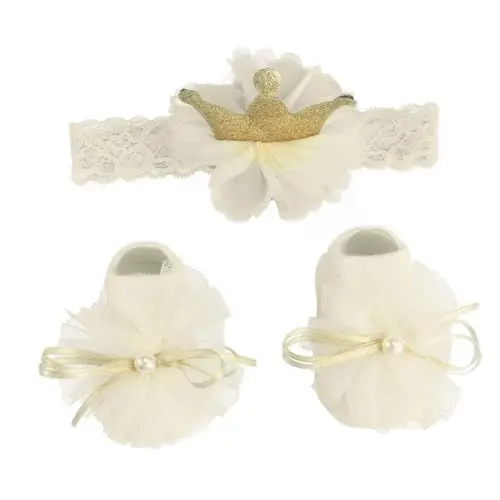 Produktbild: TINEASUR 1 Satz Stirnband Socken Kinder Socken Babysocken Mädchen Kleinkindbedarf Babymütze Aktien Neugeborenes Stirnband Mädchen Socken Neugeborenes Golden Spitze