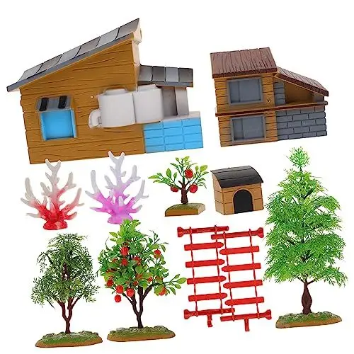 Produktbild: TINEASUR Mini- -Bauernhof Miniatur-gartendekoration Kinderspielzeug Landschaft Simuliertes Hausbaum-Set