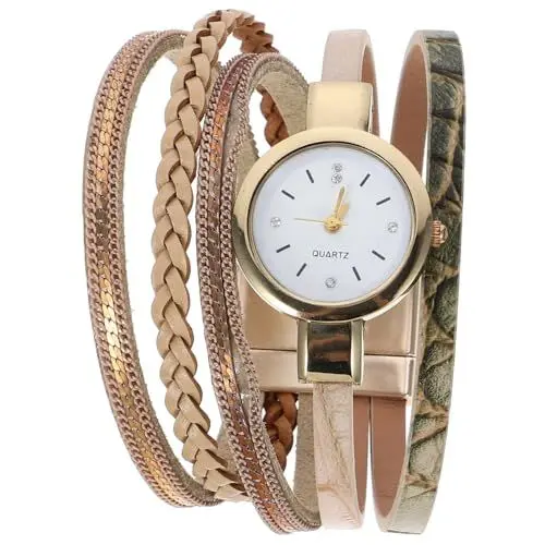 Produktbild: TINEASUR 1stk Lederuhr Uhren Mit Magnetischer Schnalle Modeuhr Graffiti-Uhren Uhren & Schmuck Armband Quarzuhr Magnetschnalle Retro-Armbanduhr Armbänder Für Frauen Herrenuhr Legierung Khaki