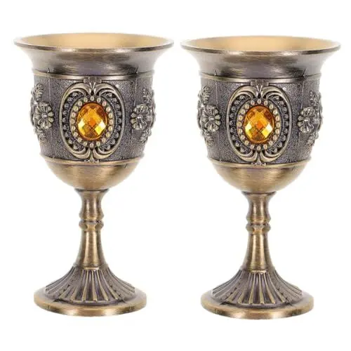Produktbild: TINEASUR Retro Wein Es Kelch Set 2 Stücke Europäischen Wein Tasse Für Abendessen Dekorative Metall Haushalt