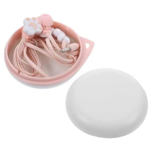 Produktbild: TINEASUR 2 STK Cartoon-Kopfhörer Kätzchen-Ohrstöpsel für Mädchen verdrahtet Kabelgebundene Ohrhörer mit Mikrofon kopfhörer für Kinder Headphones gehörschutzstöpsel ohrenstöpsel Rosa