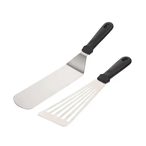 Produktbild: TINEASUR 2 Stück Grillpfannenschaber Professioneller Kochspatel Antihaft Grillspatel Grillrost Schaber Ideal Für Reinigung Von Gussrost Und Grillrosten