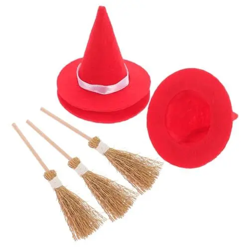 Produktbild: TINEASUR Hüte Und Besen Set 6-teilig Weiches Material Hut Dekorationen Für Handwerk