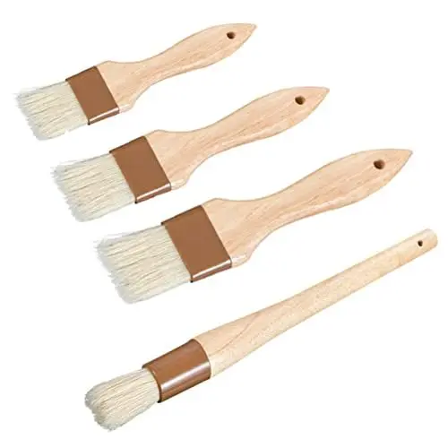 Produktbild: TINEASUR 4er-Pack Grillpinsel-Set Grillbürsten mit Holzgriff Naturwollborsten Ölpinsel zum Kochen hitzebeständiges Küchengerät
