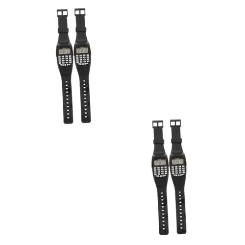 Produktbild: TINEASUR 4 Stück Berechnung Uhr Mädchen Digitaluhr Kinderuhren für Jungen im Alter von 8-10 Jahren Mann Armbanduhr Kinder Watch taschenrechner Armbanduhr Herren Kinder schauen zu Black