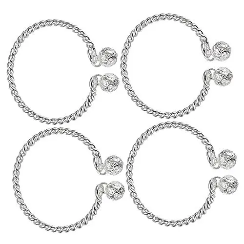 Produktbild: TINEASUR 4 Stück Glocken Armband Sterlingsilberarmband Für Frauen Frauen-armband-dekor Frauen Öffnen Armbänder Silberarmband Für Damen Glocke Armband Elegantes Öffnungsarmband Legierung