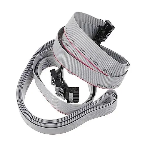 Produktbild: TINEASUR Build Your Cables 4 Stück 16-poliges Flachbandkabel Anschlusskabel Grau 2 54 Mm Rastermaß