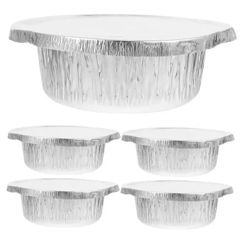 Produktbild: TINEASUR 5 Stück Aluminium-backformen Mit Deckel 20 3 X 18 3 cm Wiederverwendbar-pfannen Für Picknicks Im Freien Camping Und Die Verwendung in Der Küche
