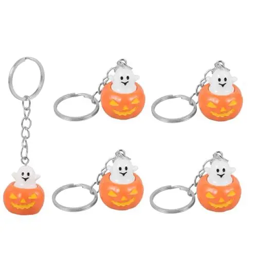 Produktbild: TINEASUR 5 Stück Kürbisgeist Schlüsselanhänger Schlüsselanhänger Ring Halloween Hängender Schlüsselanhänger Harz Schlüsselanhänger Halloween Schlüsselanhänger Schlüsselanhänger