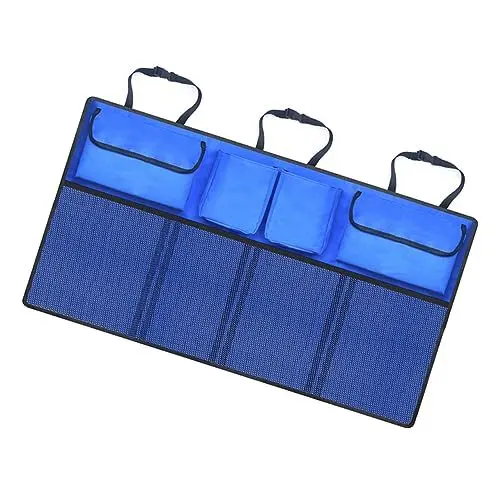Produktbild: TINEASUR Auto hängender Organizer Riemen und Schnallen Organizer zum Aufhängen im Auto Auto-Rückseiten-Organizer Stamm rückbank organizer rücksitz organizer Kofferraum-Organizer Blue