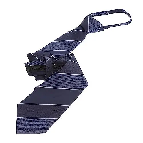 Produktbild: TINEASUR Formelle Krawatten für Herren Satin-Krawatte Krawatten für Männer Krawatten für Jungen zip ties men clothes Reißverschluss klassische gestreifte Herrenkrawatte Polyestergarn Blue