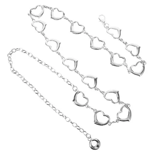 Produktbild: TINEASUR Kettengürtel Taillenketten für Damen für Kleider Taillenperlen Taillengürtel für Damen Damengürtel Herzgurt damenketten waist chain Hüftketten Taillenketten für Kleid Metall Silver