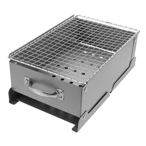 Produktbild: TINEASUR Camping Bbq Grill Tragbarer Faltbarer Grill Für Outdoor-aktivitäten Holzkohlegrill Mit Feinem Netz Für Fisch Und Gemüse Schnell Einsatzbereit Für Camping Und Picknicks