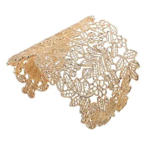 Produktbild: TINEASUR offenes Armband Hochzeitskleid-Accessoires Luxusschmuck hohles filigranes Armband Manschette Armreif armkette bracelet flexibles Armband stilvolle Handkette Metalllegierung Golden