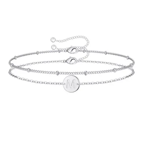 Produktbild: TINGN Buchstaben Armband für Damen - Silber Armband mit Buchstabe M - Personalisierte Armbänder als Geschenke für Frauen, Freundin und Mädchen