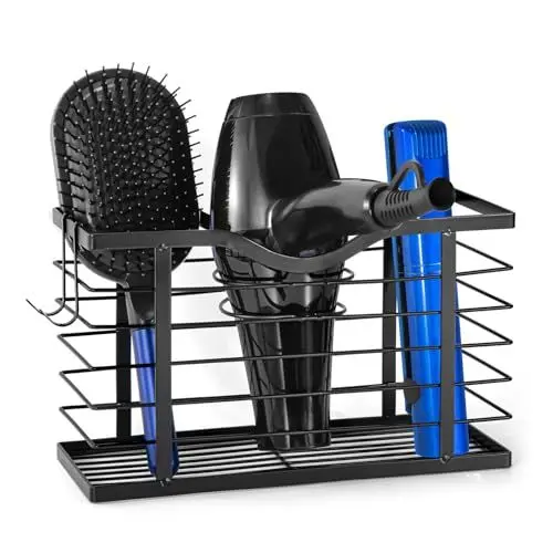 Produktbild: TINIFO Föhn Halterung Ohne Bohren-Fönhalter Wand, Haartrockner und Glätteisen Halterung Schwarz für Badezimmer, Schlafzimmer, Schlafsäle, und Friseursalons