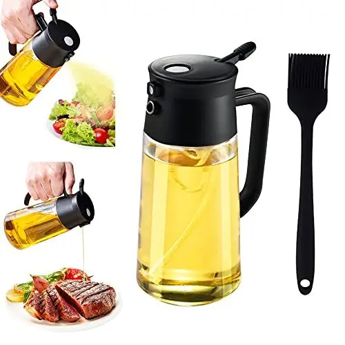Produktbild: TINMIX Ölsprühflasche 500 ml 2-in-1 Olivenölspender und Ölsprühflasche für Kochen, Luftfritteuse, BBQ, Backen, Grillen, Salat, Schwarz