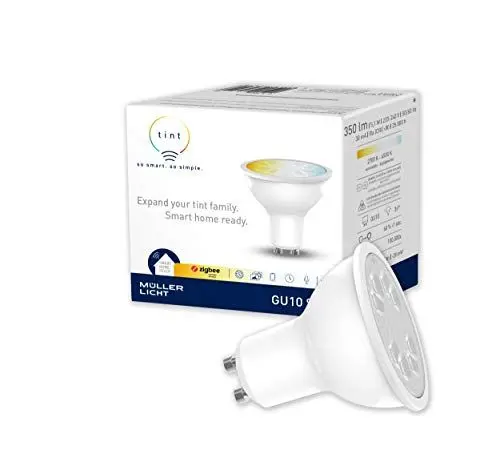 Produktbild: tint Smarter LED-Reflektor – Steuerbar per Alexa oder Fernbedienung – Dimmbare GU10 Glühbirne mit warm- und kaltweißem Licht (2700-6500 K), 5 W