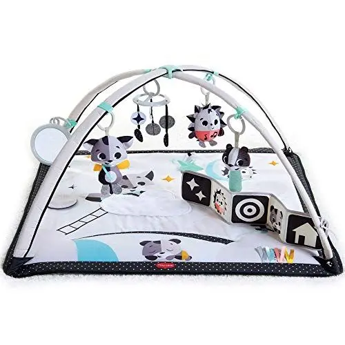 Produktbild: Tiny Love Black & White Gymini, 2-in-1 Spielmatte Baby mit Musik, 0+ Monate, Spieldecke Baby, 18 Aktivitäten, interaktive Musikspielfigur, kontrastreiches Babybuch, verstellbare Bögen, Magical Tales