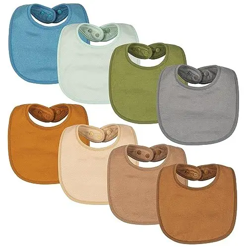 Produktbild: Tiny Twinkle Absorbierende Dreieckstuch Lätzchen - Multi-Pack Baumwolle Unisex Baby Lätzchen, Solide Farben Set für Zahnen und Sabbern Mit 2 Verstellbaren Druckknöpfen