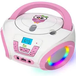 Produktbild: TinyGeeks Tunes Kids Boombox CD-Player für Kinder NEU + UKW-Radio + Inklusive Batterien + Rosa Radio - mit Lautsprechern Kinder und Kleinkinder - Rosa