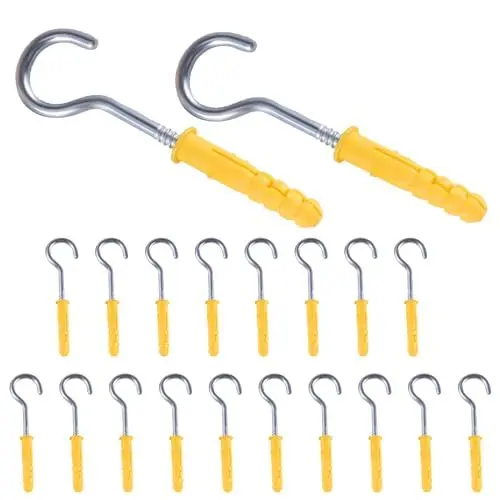 Produktbild: TIOMIOSEA 20 Stück M5 Schraubhaken 65.6 mm,hakenschraube Groß, Deckenhaken Haken zum Schrauben mit Expansionsröhrchen, Wandhaken zum Schrauben, Cup Haken Schrauben, Zum Aufhängen von Schlüsseln