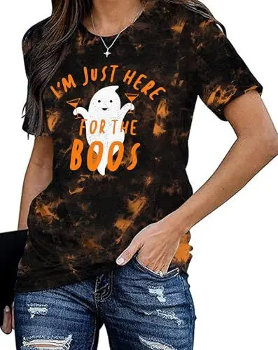 Produktbild: tiorhooe Halloween Shirt Damen Ghost Graphic Tshirt Frauen Karneval Lässiges Kurzarm Tees