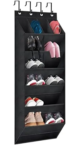 Produktbild: TIOYOTY Schuh-Organizer mit großen, tiefen Taschen, multifunktionaler Schuhhalter für schmale Türen, Schwarz