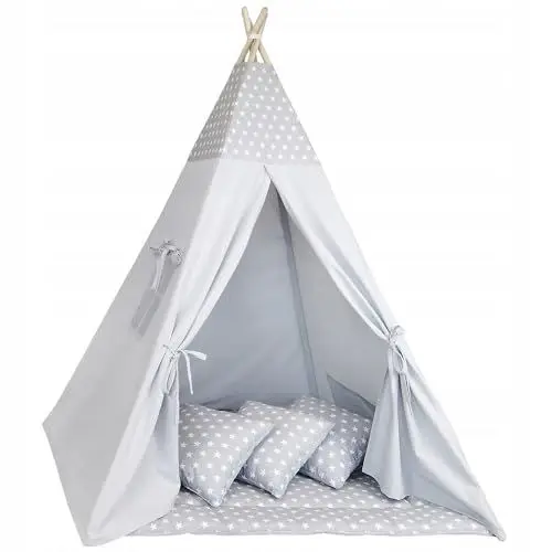 Produktbild: Tipi Zelt für Kinder Spielzelt Tippi Kinderzelt Kinderzimmer Teepee Indianerzelt Outdoor Indoor Modell 1 mit Spielmatte und 3 Kissen