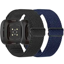 Produktbild: Tiptops 2 Pack Ersatzarmband Kompatibel mit Fitbit Versa 4/Versa 3 Armband/Fitbit Sense 2/Sense Armband für Damen/Herren, Sports Elastisches Verstellbares Nylon Uhrenarmband für Fitbit Versa 4/Sense 2