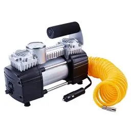 Produktbild: TIREWELL 12 V Reifenfüller - Heavy Duty Double Zylinder Direct Drive Metall Pumpe 150PSI, Air Kompressor mit Akku Klemme und 5 m Verlängerung Air Schlauch, SUVs/Vans/RVS