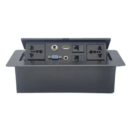 Produktbild: Tischanschlussbox mit Integriertem -Up-Ausgang, Multimedia-Steckdose aus Edelstahl Konferenztisch-Power-Hub für Büro, Zuhause