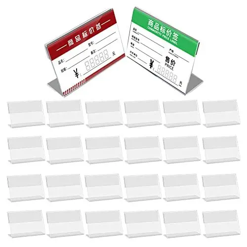 Produktbild: Tischaufsteller, Visitenkarten Display, 40pcs Acryl Preisschilder zum Aufstellen Namensschilder Tisch Aufsteller Schild Mini Schild Display Namenskarten Halter Visitenkarten-Display (6 * 4 cm)
