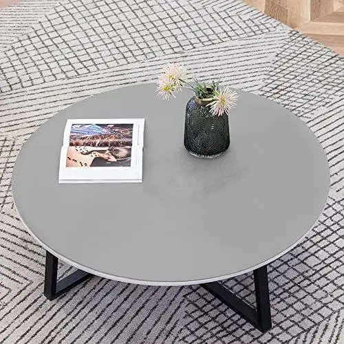 Produktbild: Tischdecke Gartentischdecke, hochwertige Tischdecke, rundes PVC-Leder-Tischset, ölbeständige und abwaschbare Tischdecke, grau, 70 cm Durchmesser
