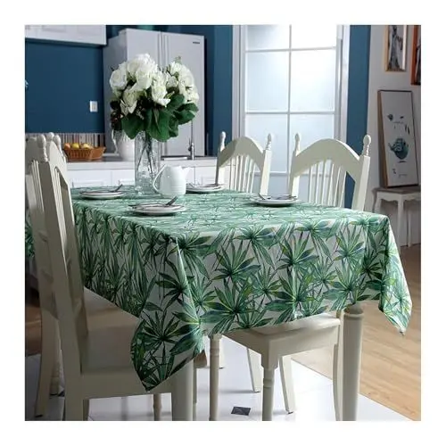 Produktbild: Tischdecke Grün Baumwolle, Tischdecke Ostern Gedruckt Lassen Table Cover 140X180CM für Küche Wohnzimmer Esszimmer