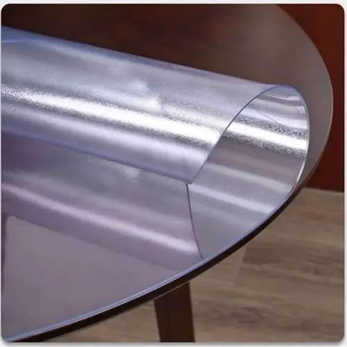 Produktbild: Tischdecke Transparent Rund, Transparente Wasserdicht Vinyl Tischdecke, Transparente Dicke Kunststoff-Tischdecke Ölbeständige Auslaufsichere, Kristallklare PVC-Tischdecke (Clear/2.0mm 120cm)
