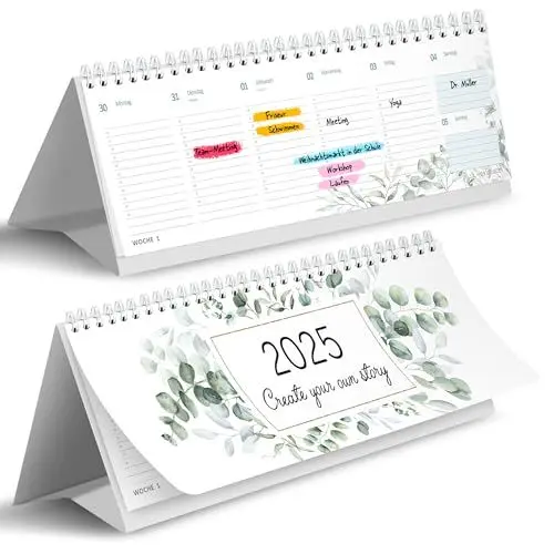 Produktbild: Tischkalender 2025 quer I Wochenkalender zum Aufstellen I Schreibtischkalender 2025 im Querformat, zum Hinstellen auf dem Schreibtisch